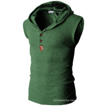 Summer outdoor soft cotton gym tank top for men with hoody